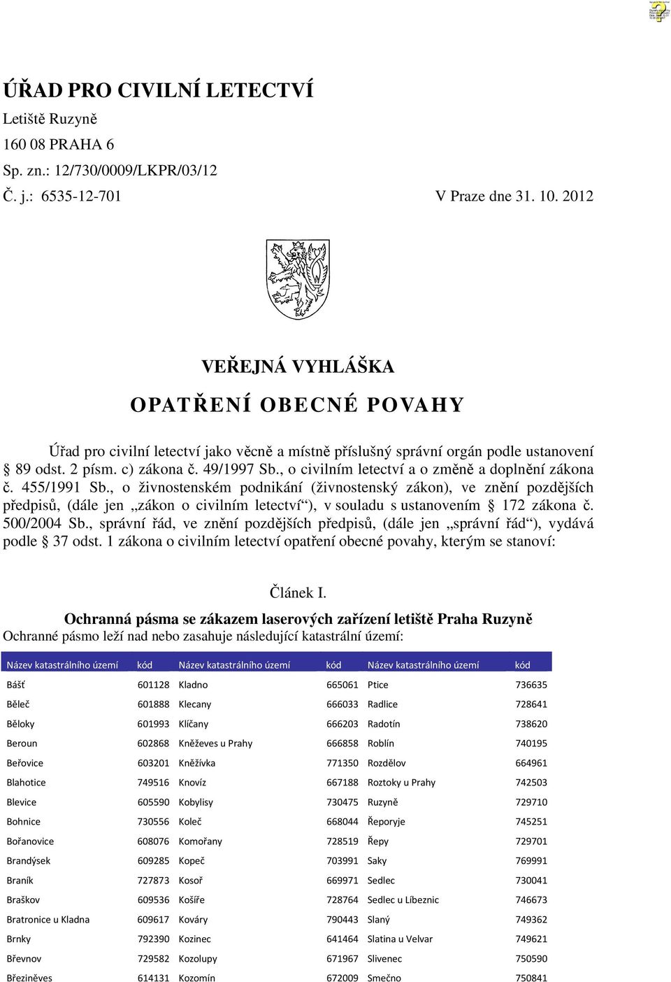 , o civilním letectví a o změně a doplnění zákona č. 455/1991 Sb.