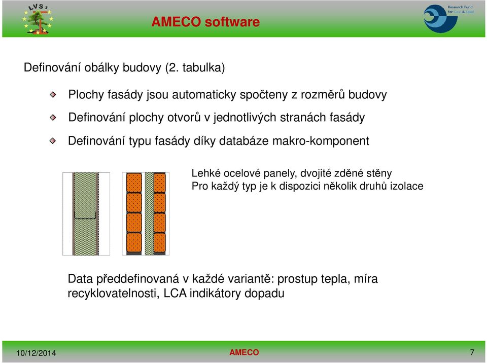 jednotlivých stranách fasády Definování typu fasády díky databáze makro-komponent Lehké ocelové