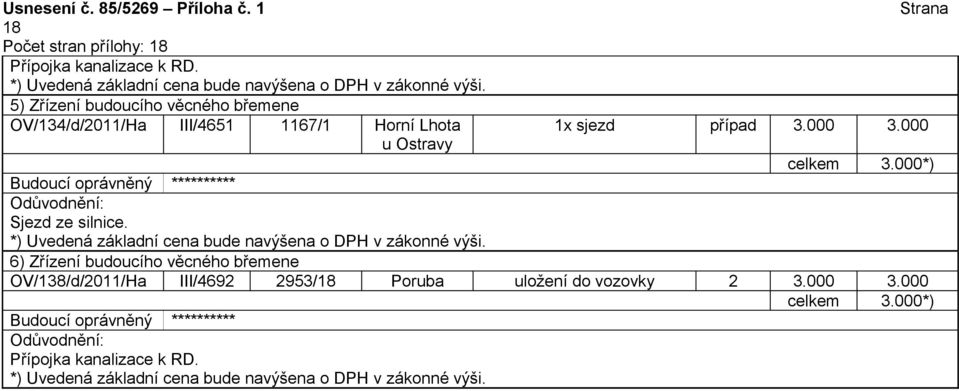 1x sjezd případ 3.000 3.