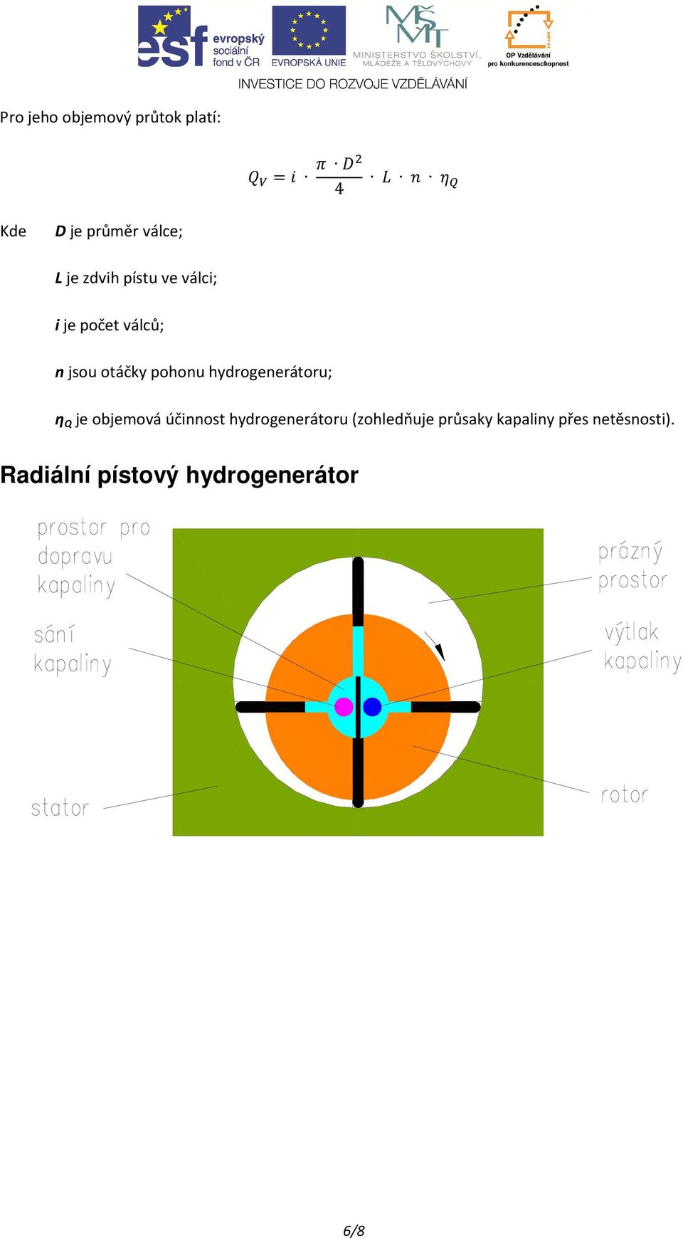 hydrogenerátoru; η Q je objemová účinnost hydrogenerátoru