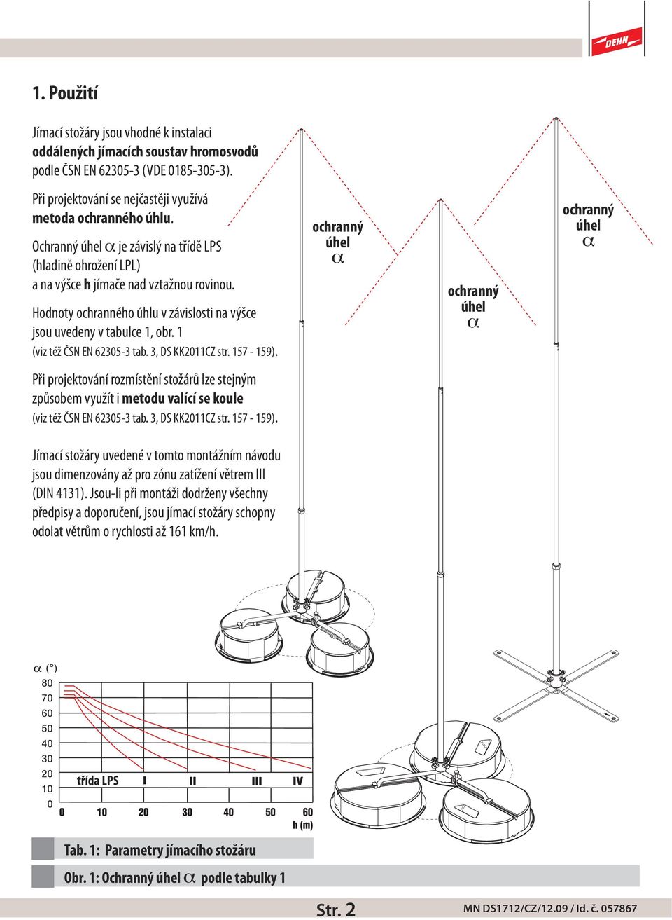 1 (viz též ČSN EN 62305-3 tab. 3, DS KK2011CZ str. 157-159).
