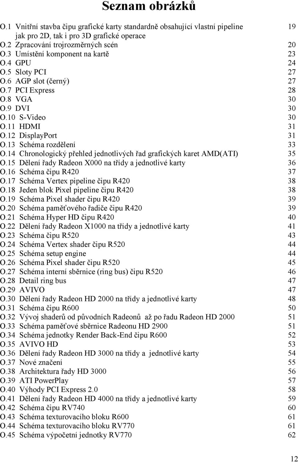 13 Schéma rozdělení 33 O.14 Chronologický přehled jednotlivých řad grafických karet AMD(ATI) 35 O.15 Dělení řady Radeon X000 na třídy a jednotlivé karty 36 O.16 Schéma čipu R420 37 O.