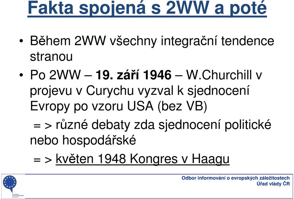 Churchill v projevu v Curychu vyzval k sjednocení Evropy po vzoru