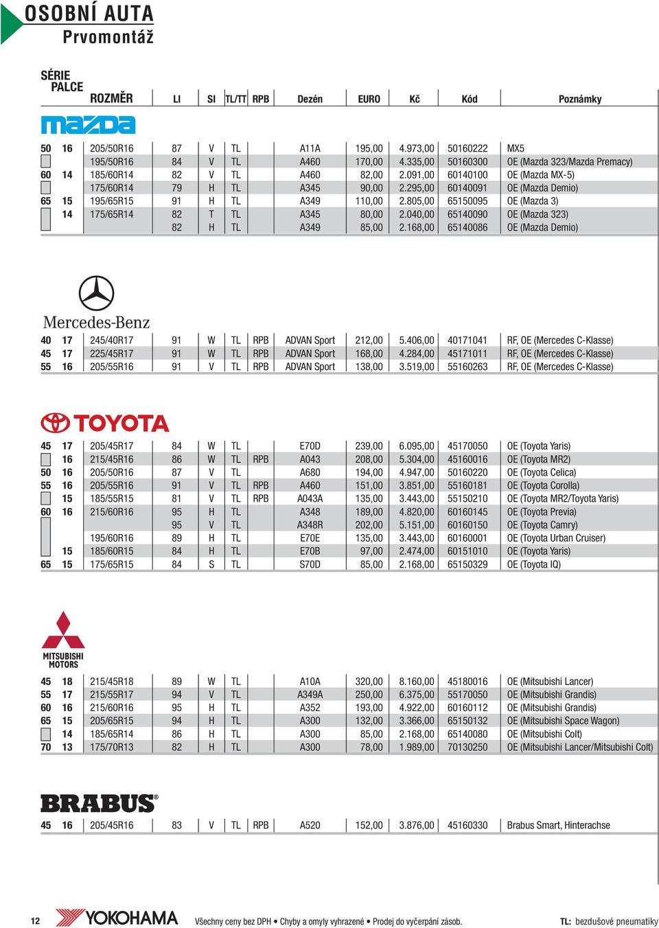 040,00 65140090 OE (Mazda 323) 82 H TL A349 85,00 2.168,00 65140086 OE (Mazda Demio) 40 17 245/40R17 91 W TL RPB ADVAN Sport 212,00 5.