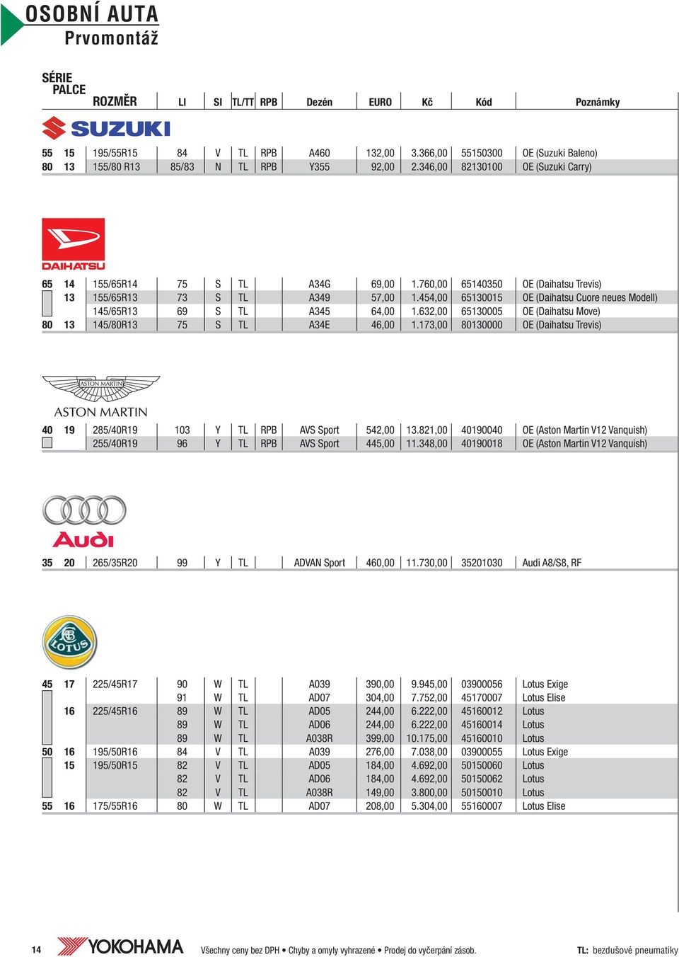 454,00 65130015 OE (Daihatsu Cuore neues Modell) 145/65R13 69 S TL A345 64,00 1.632,00 65130005 OE (Daihatsu Move) 80 13 145/80R13 75 S TL A34E 46,00 1.