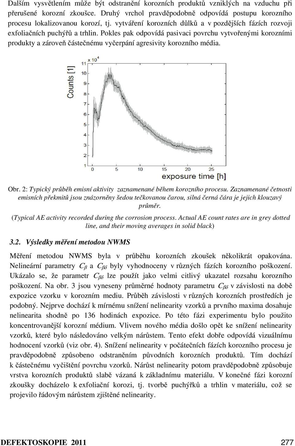 Pokles pak odpovídá pasivaci povrchu vytvořenými korozními produkty a zároveň částečnému vyčerpání agresivity korozního média. Obr.