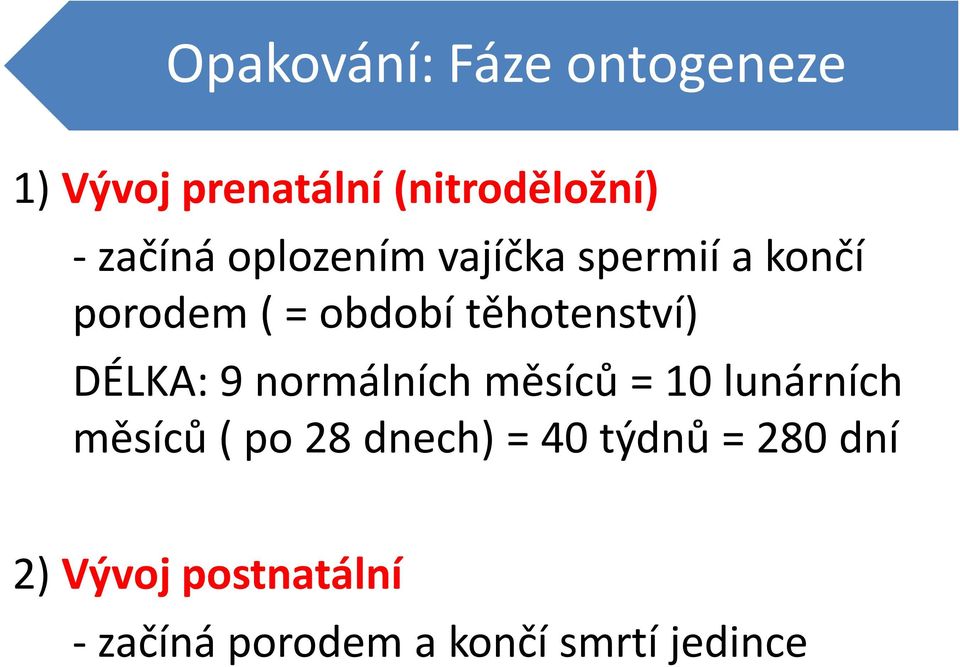 DÉLKA: 9 normálních měsíců = 10 lunárních měsíců ( po 28 dnech) = 40