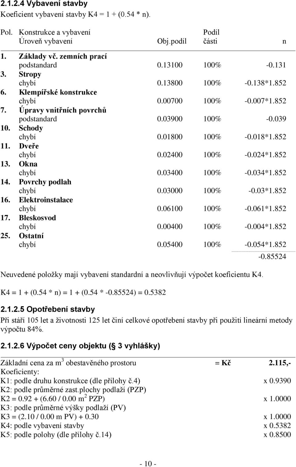 018*1.852 11. Dveře chybí 0.02400 100% -0.024*1.852 13. Okna chybí 0.03400 100% -0.034*1.852 14. Povrchy podlah chybí 0.03000 100% -0.03*1.852 16. Elektroinstalace chybí 0.06100 100% -0.061*1.852 17.