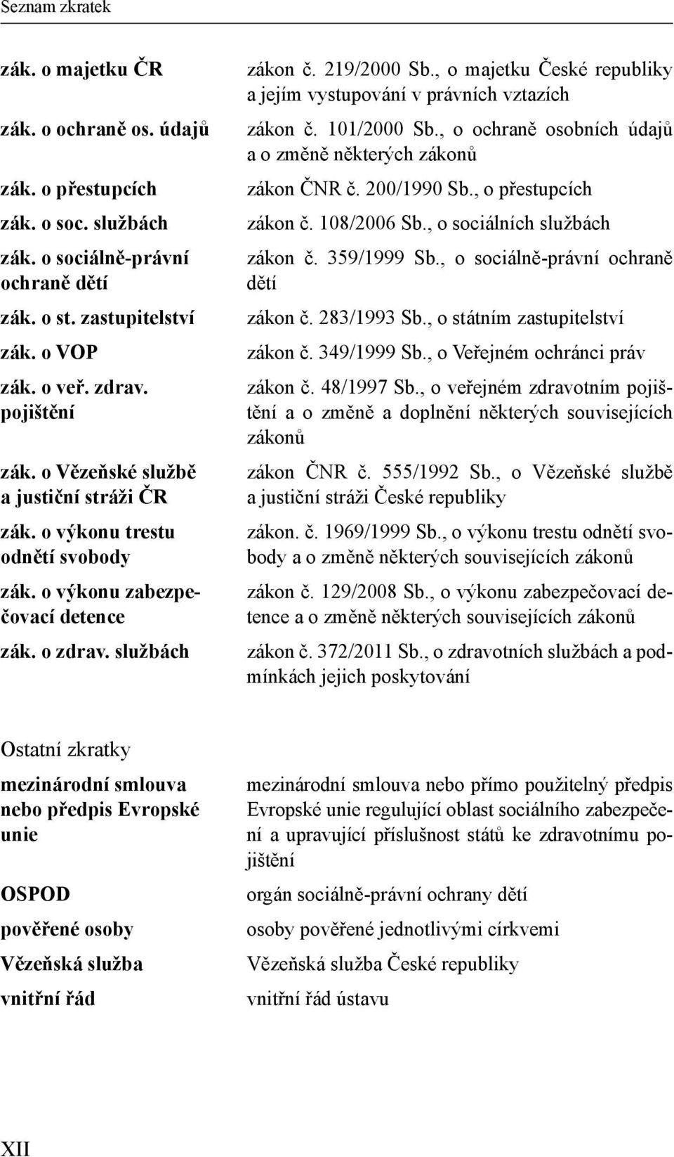 , o majetku České republiky a jejím vystupování v právních vztazích zákon č. 101/2000 Sb., o ochraně osobních údajů a o změně některých zákonů zákon ČNR č. 200/1990 Sb., o přestupcích zákon č.