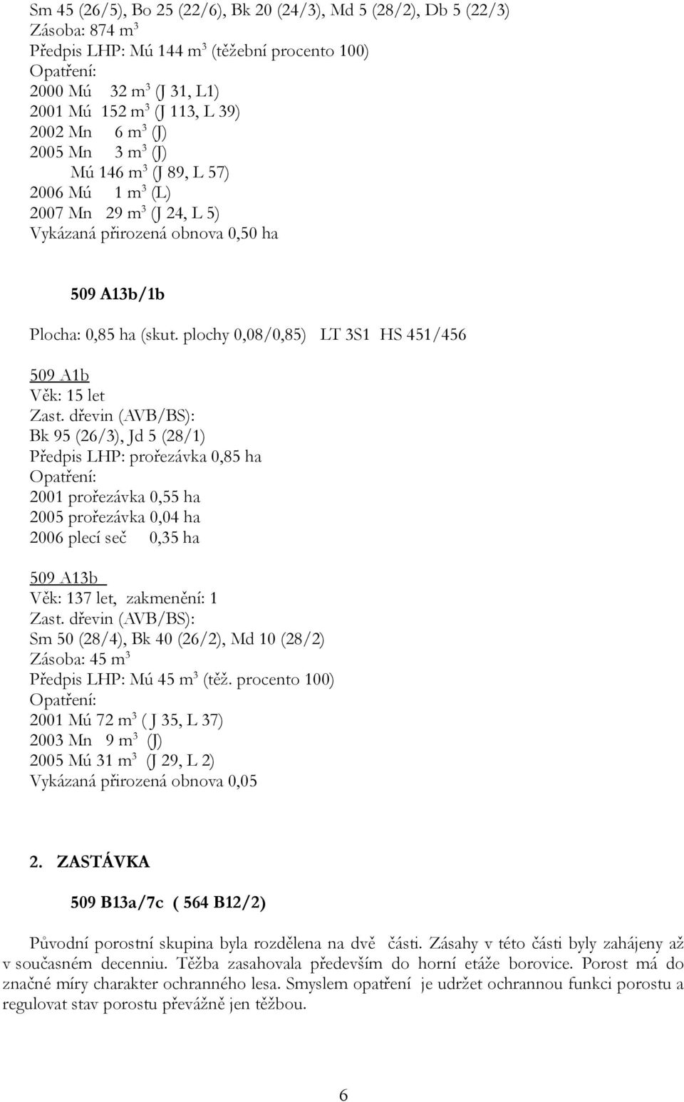 plochy 0,08/0,85) LT 3S1 HS 451/456 509 A1b Věk: 15 let Zast.