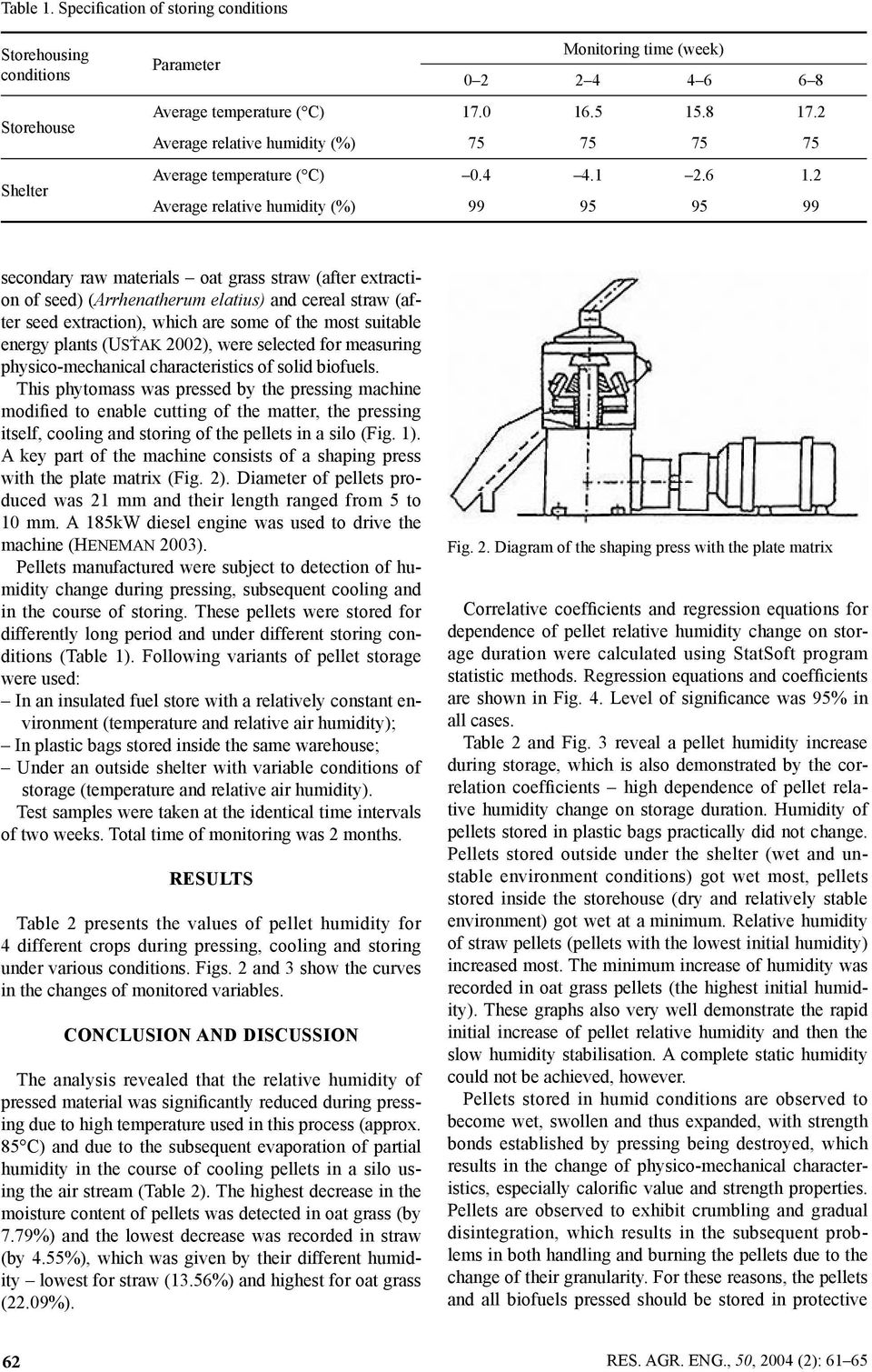 2 Average relative humidity (%) 99 95 95 99 secondary raw materials oat grass straw (after extraction of seed) (Arrhenatherum elatius) and cereal straw (after seed extraction), which are some of the