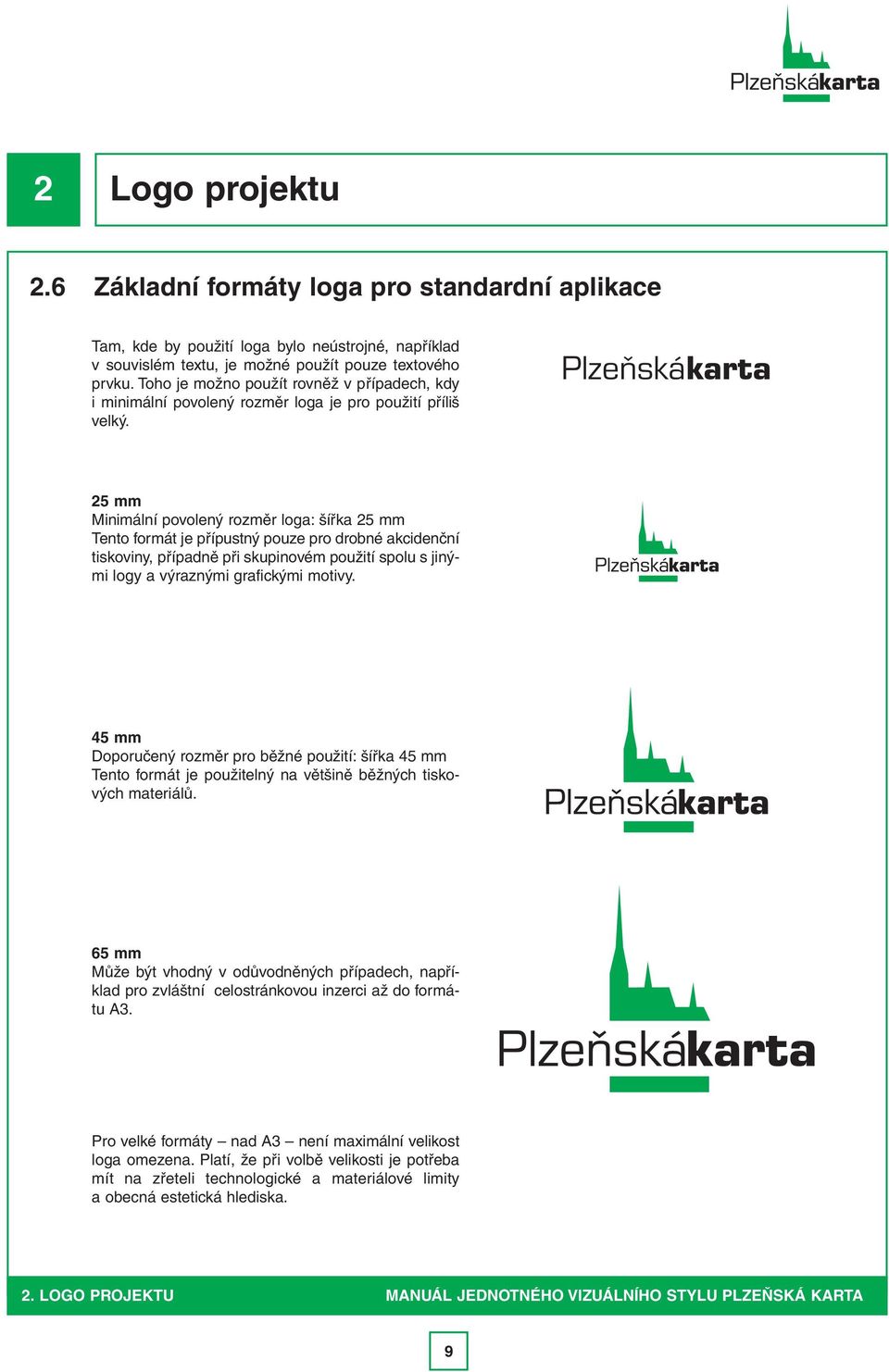 Plzeňskákarta 25 mm Minimální povolený rozměr loga: šířka 25 mm Tento formát je přípustný pouze pro drobné akcidenční tiskoviny, případně při skupinovém použití spolu s jinými logy a výraznými