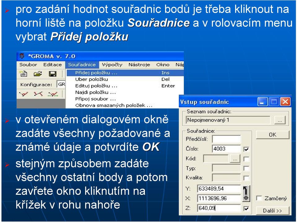 okně zadáte všechny požadované a známé údaje a potvrdíte OK stejným způsobem