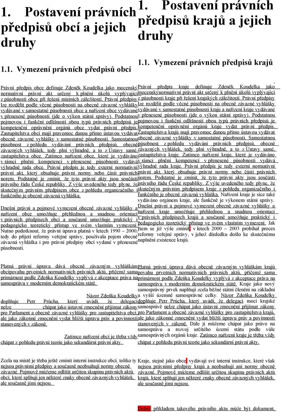 vyplývající z působnosti obce při řešení místních záležitostí. Právní předpisy z působnosti kraje při řešení krajských záležitostí.