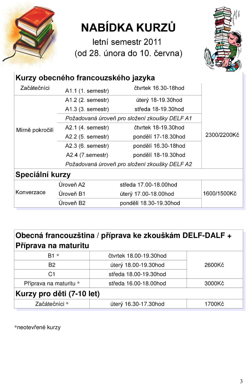 00-19.30hod 2600Kč Příprava na maturitu * středa 16.00-18.