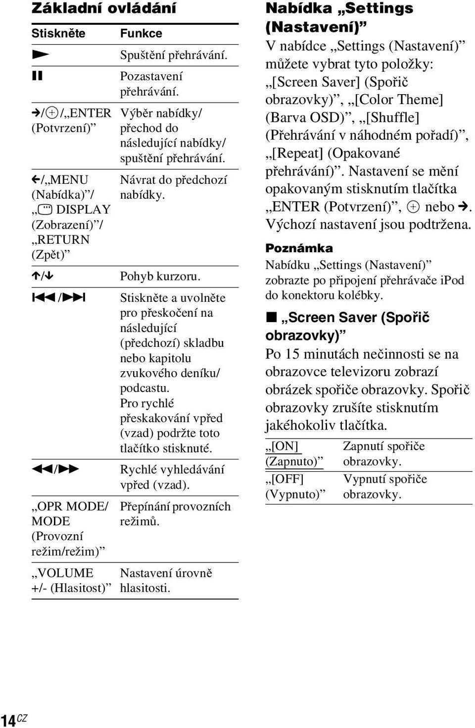 ./> Stiskněteauvolněte pro přeskočení na následující (předchozí) skladbu nebo kapitolu zvukového deníku/ podcastu. Pro rychlé přeskakování vpřed (vzad) podržte toto tlačítko stisknuté.