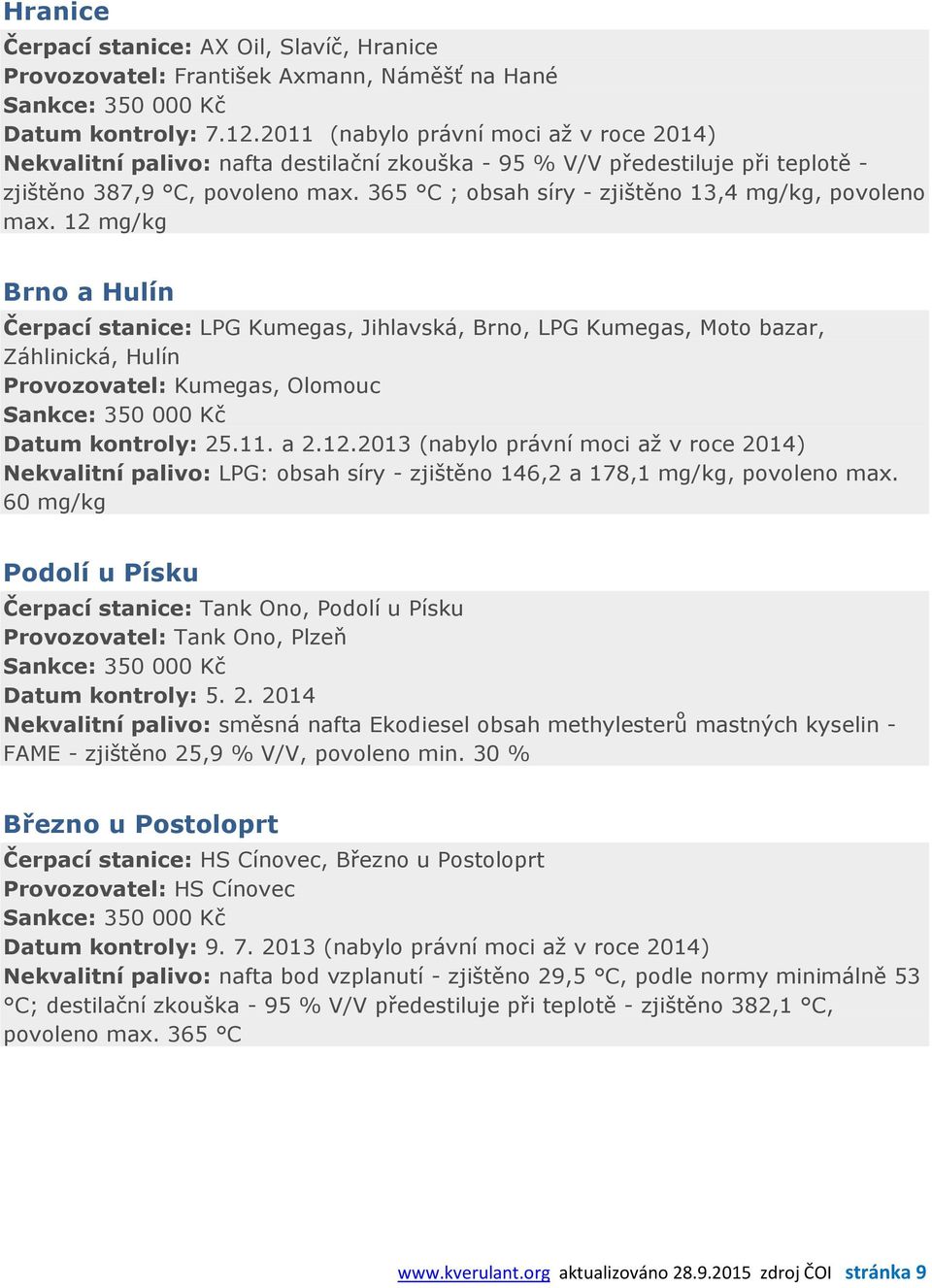 365 ; obsah síry - zjištěno 13,4 mg/kg, povoleno max.