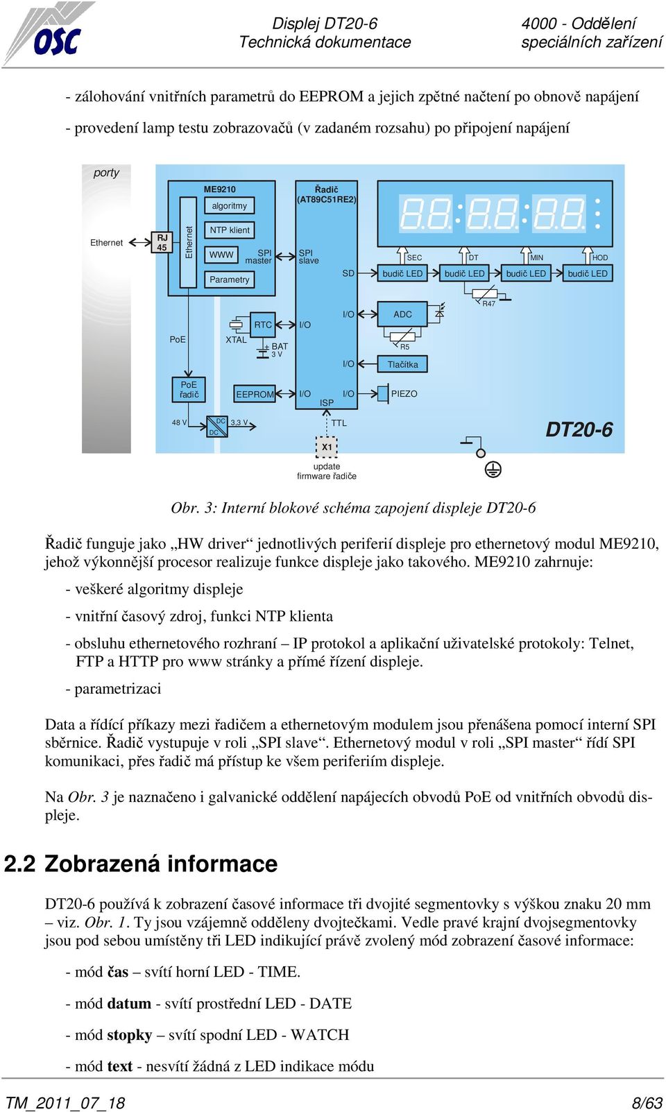 řadič EEPROM I/O ISP I/O PIEZO 48 V DC 3,3 V DC TTL X1 DT20-6 update firmware řadiče Obr.