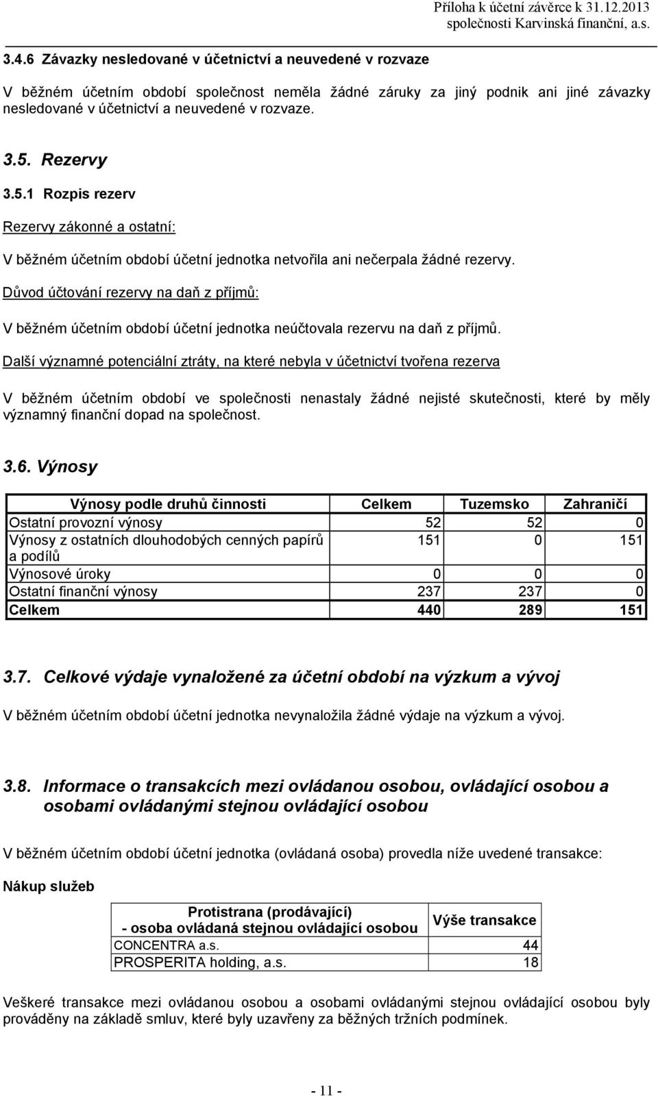 Rezervy 3.5.1 Rozpis rezerv Rezervy zkonné a ostatní: V běžném účetním období účetní jednotka netvořila ani nečerpala ždné rezervy.