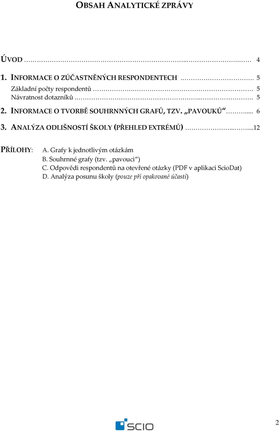 ANALÝZA ODLIŠNOSTÍ ŠKOLY (PŘEHLED EXTRÉMŮ)......12 PŘÍLOHY: A. Grafy k jednotlivým otázkám B.