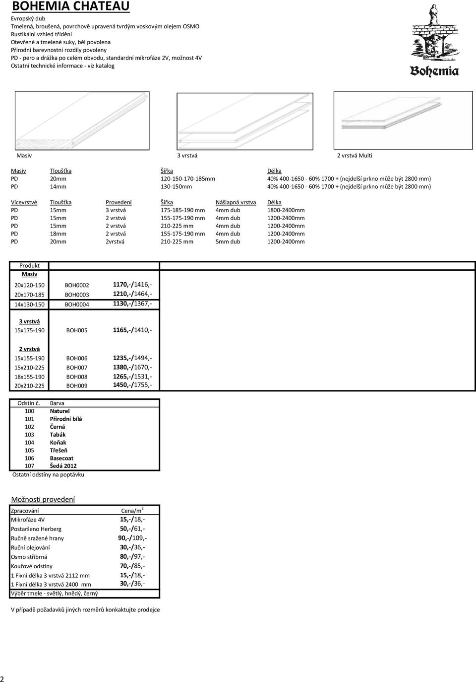 (nejdelší prkno může být 2800 mm) PD 14mm 130-150mm 40% 400-1650 - 60% 1700 + (nejdelší prkno může být 2800 mm) PD 15mm 3 vrstvá 175-185-190 mm 4mm dub 1800-2400mm PD 15mm 155-175-190 mm 4mm dub