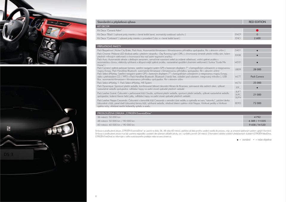 přihrádkou spolujezdce, fi ltr s aktivním uhlím ) D401 Pack Chrome: Přídavná LED diodová světla v předním nárazníku - Day Running Light ( DRL ), chromovaný rámeček přední mřížky sání, kolem předních