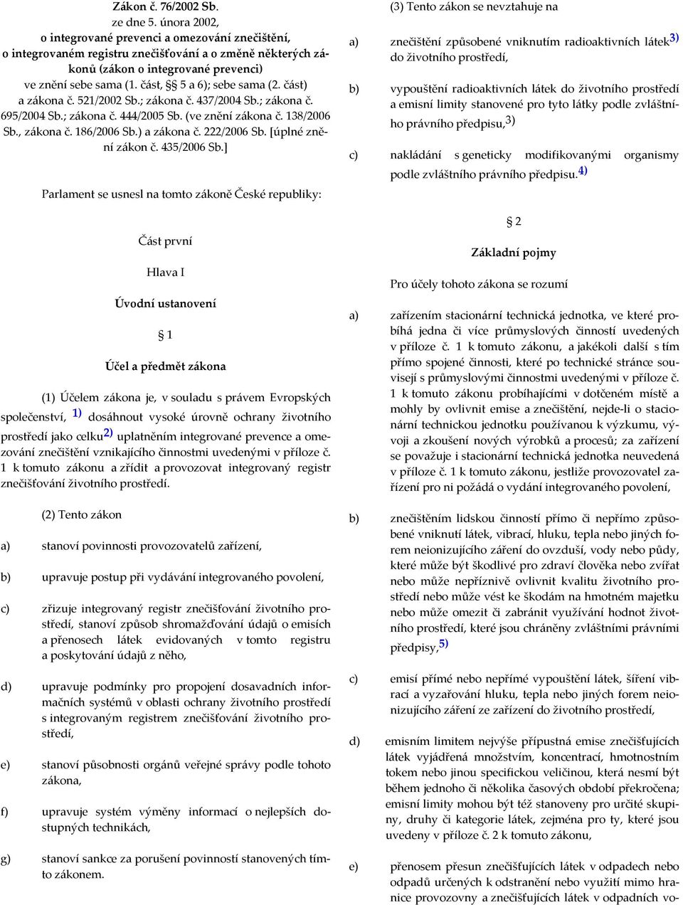 část, 5 a 6); sebe sama (2. část) a zákona č. 521/2002 Sb.; zákona č. 437/2004 Sb.; zákona č. 695/2004 Sb.; zákona č. 444/2005 Sb. (ve znění zákona č. 138/2006 Sb., zákona č. 186/2006 Sb.) a zákona č. 222/2006 Sb.