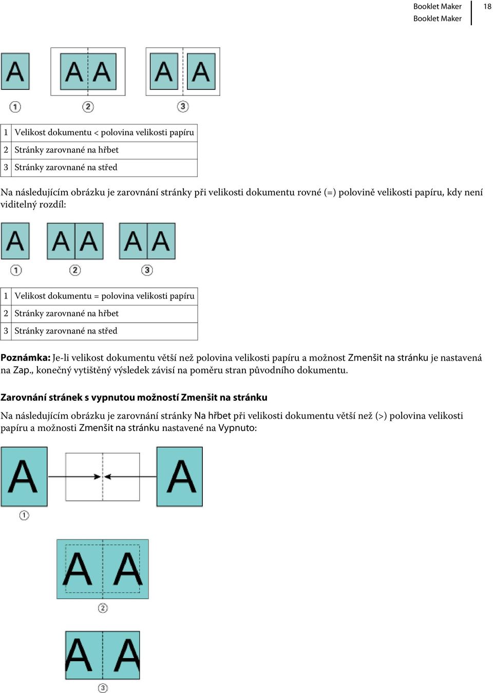 dokumentu větší než polovina velikosti papíru a možnost Zmenšit na stránku je nastavená na Zap., konečný vytištěný výsledek závisí na poměru stran původního dokumentu.