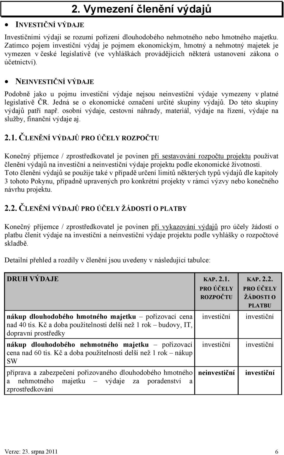 NEINVESTIČNÍ VÝDAJE Podobně jako u pojmu výdaje nejsou ne výdaje vymezeny v platné legislativě ČR. Jedná se o ekonomické označení určité skupiny výdajů. Do této skupiny výdajů patří např.