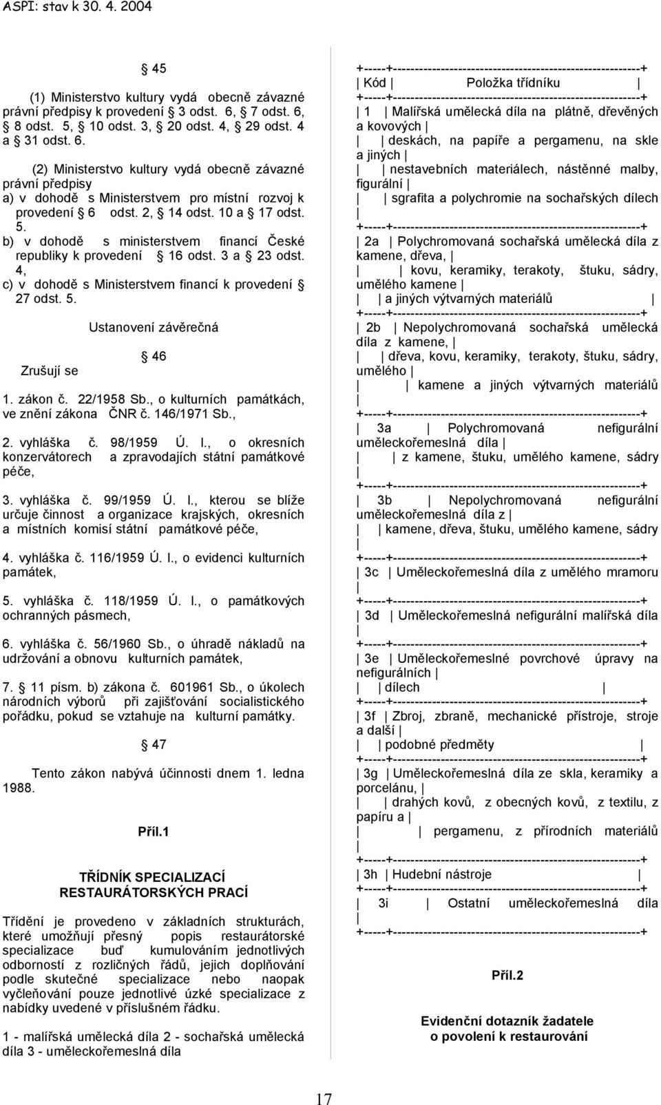 2, 14 odst. 10 a 17 odst. 5. b) v dohodě s ministerstvem financí České republiky k provedení 16 odst. 3 a 23 odst. 4, c) v dohodě s Ministerstvem financí k provedení 27 odst. 5. Zrušují se Ustanovení závěrečná 46 1.