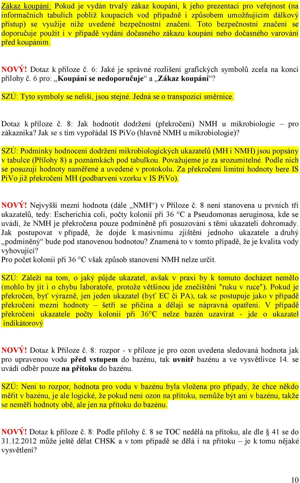 6: Jaké je správné rozlišení grafických symbolů zcela na konci přílohy č. 6 pro: Koupání se nedoporučuje a Zákaz koupání? SZÚ: Tyto symboly se neliší, jsou stejné. Jedná se o transpozici směrnice.