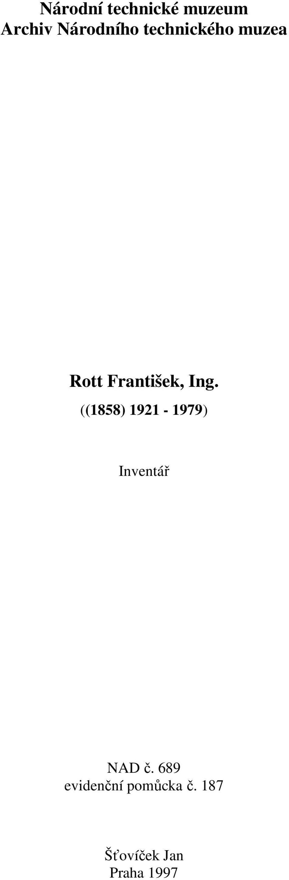 ((1858) 1921-1979) Inventář NAD č.