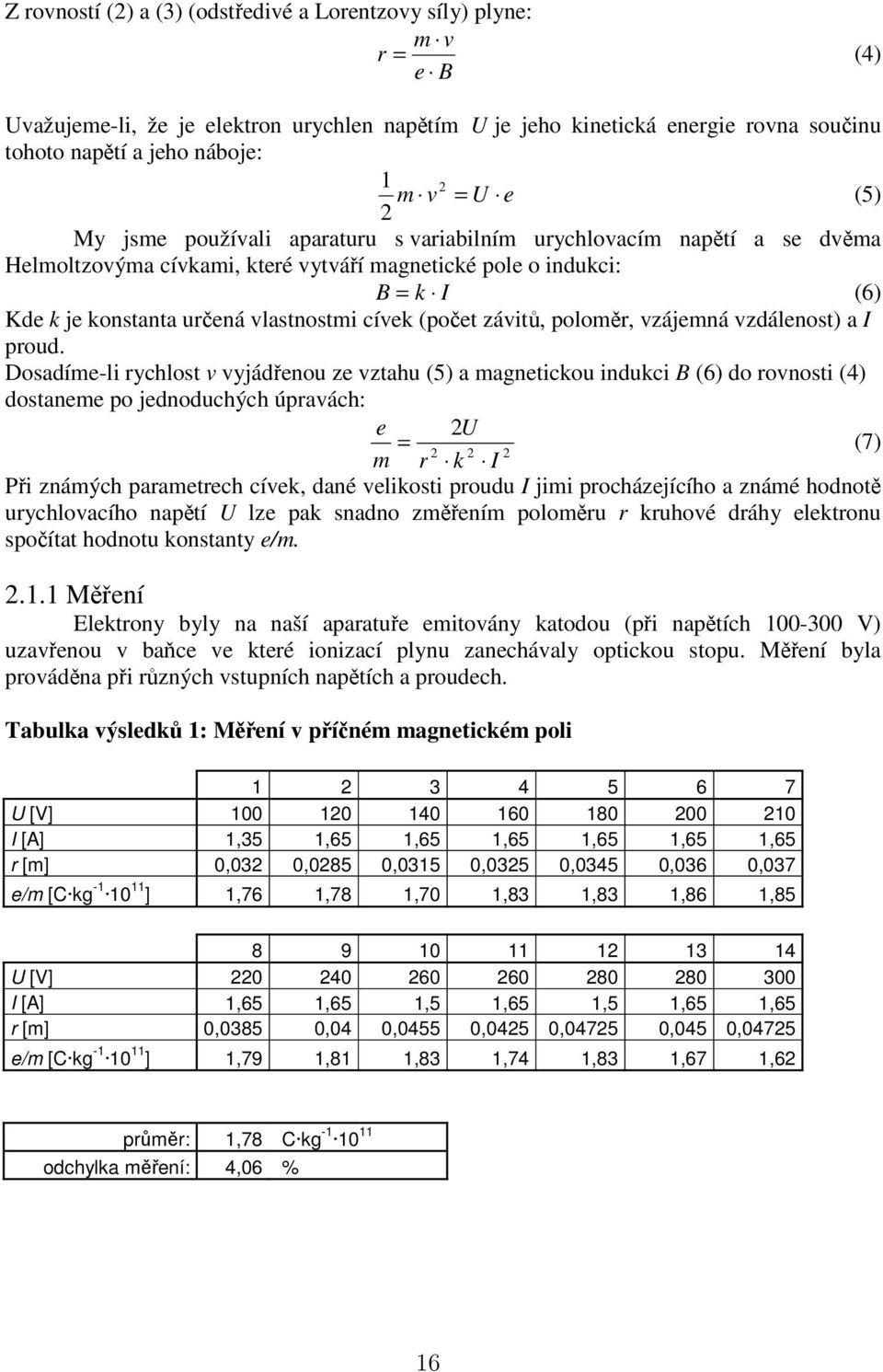 cívek (počet závitů, poloměr, vzájemná vzdálenost) a I proud.