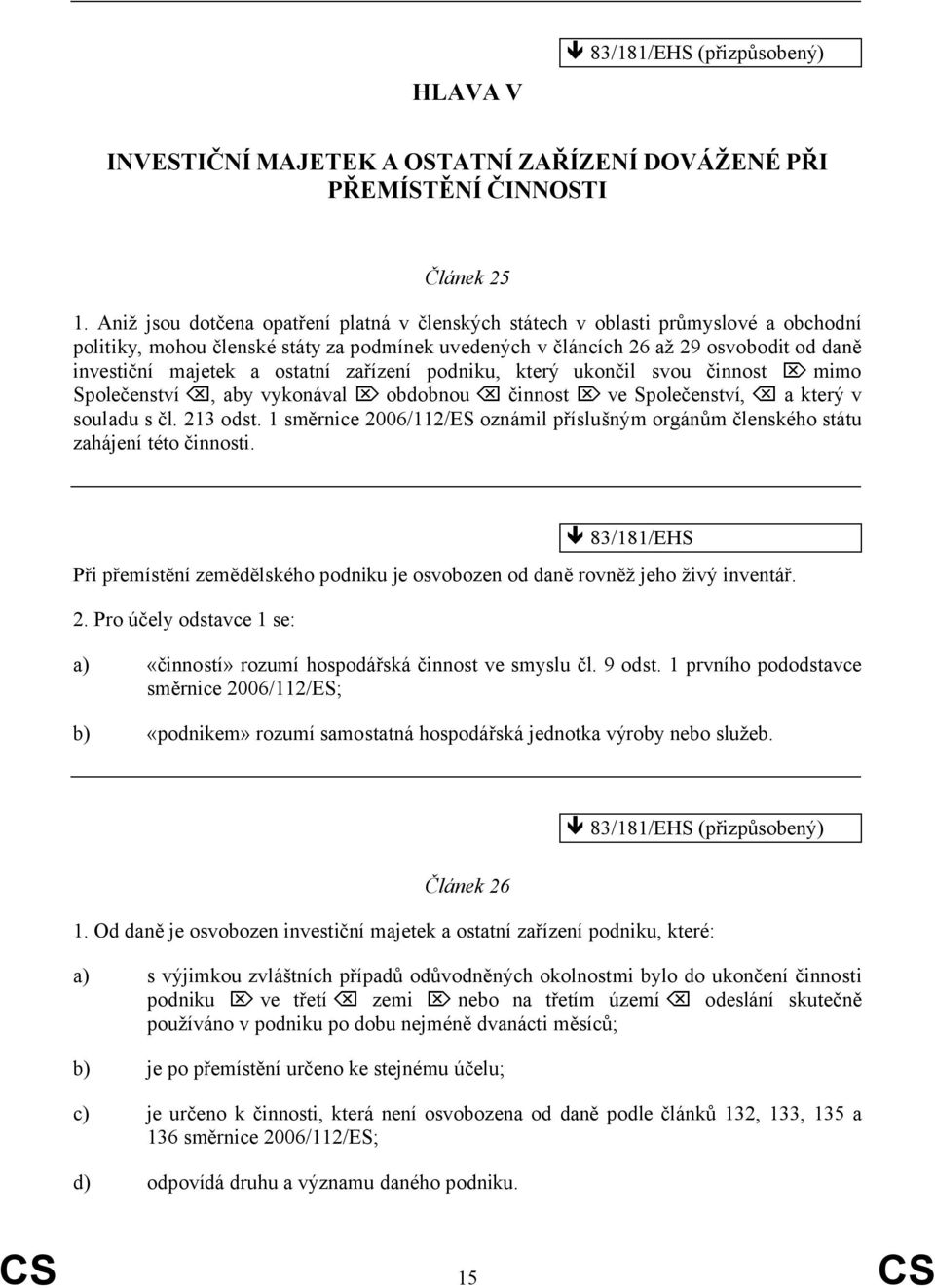 ostatní zařízení podniku, který ukončil svou činnost mimo Společenství, aby vykonával obdobnou činnost ve Společenství, a který v souladu s čl. 213 odst.