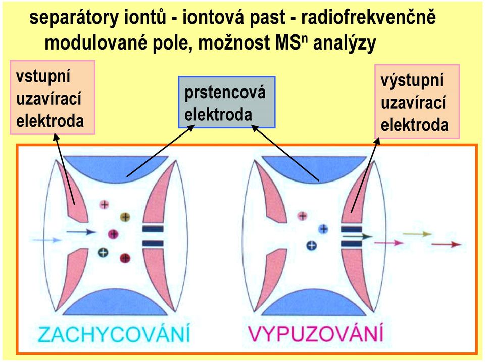 MS n analýzy vstupní uzavírací elektroda