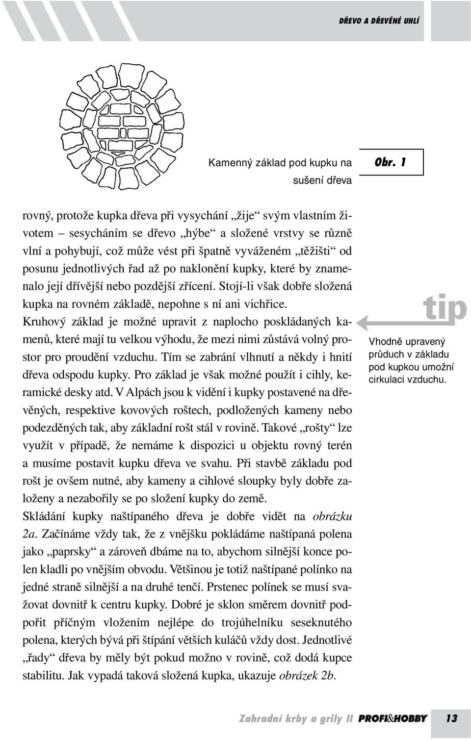 jednotlivých řad až po naklonění kupky, které by znamenalo její dřívější nebo pozdější zřícení. Stojí-li však dobře složená kupka na rovném základě, nepohne s ní ani vichřice.