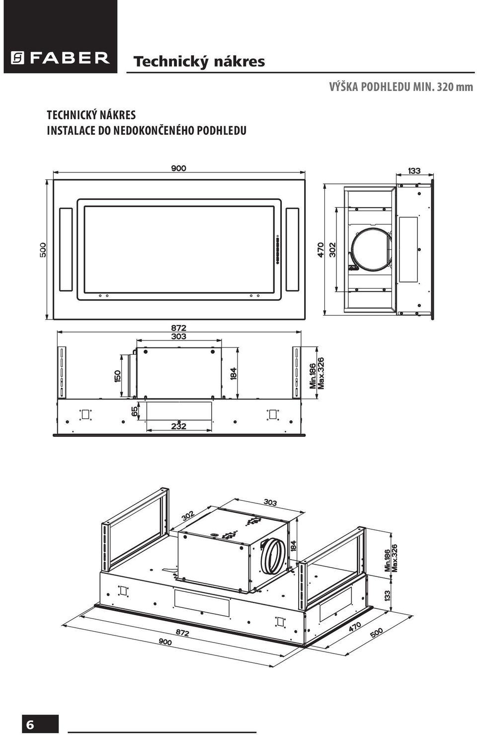 320 mm TECHNICKÝ NÁKRES