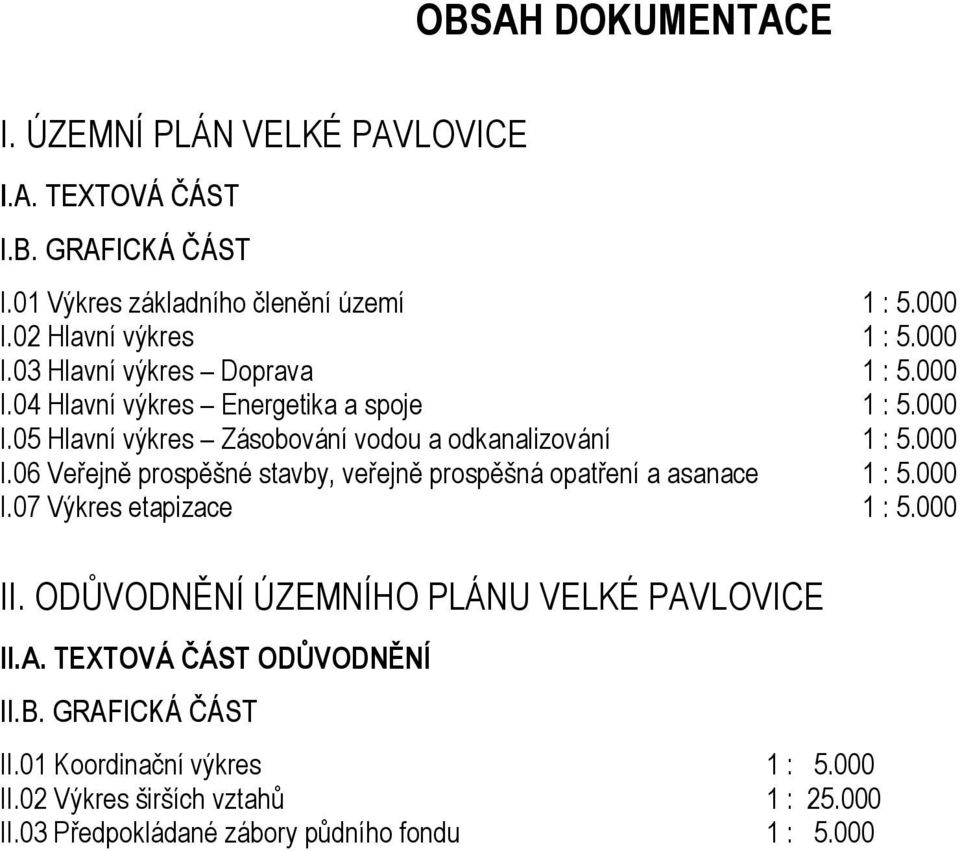 000 I.07 Výkres etapizace 1 : 5.000 II. ODŮVODNĚNÍ ÚZEMNÍHO PLÁNU VELKÉ PAVLOVICE II.A. TEXTOVÁ ČÁST ODŮVODNĚNÍ II.B. GRAFICKÁ ČÁST II.