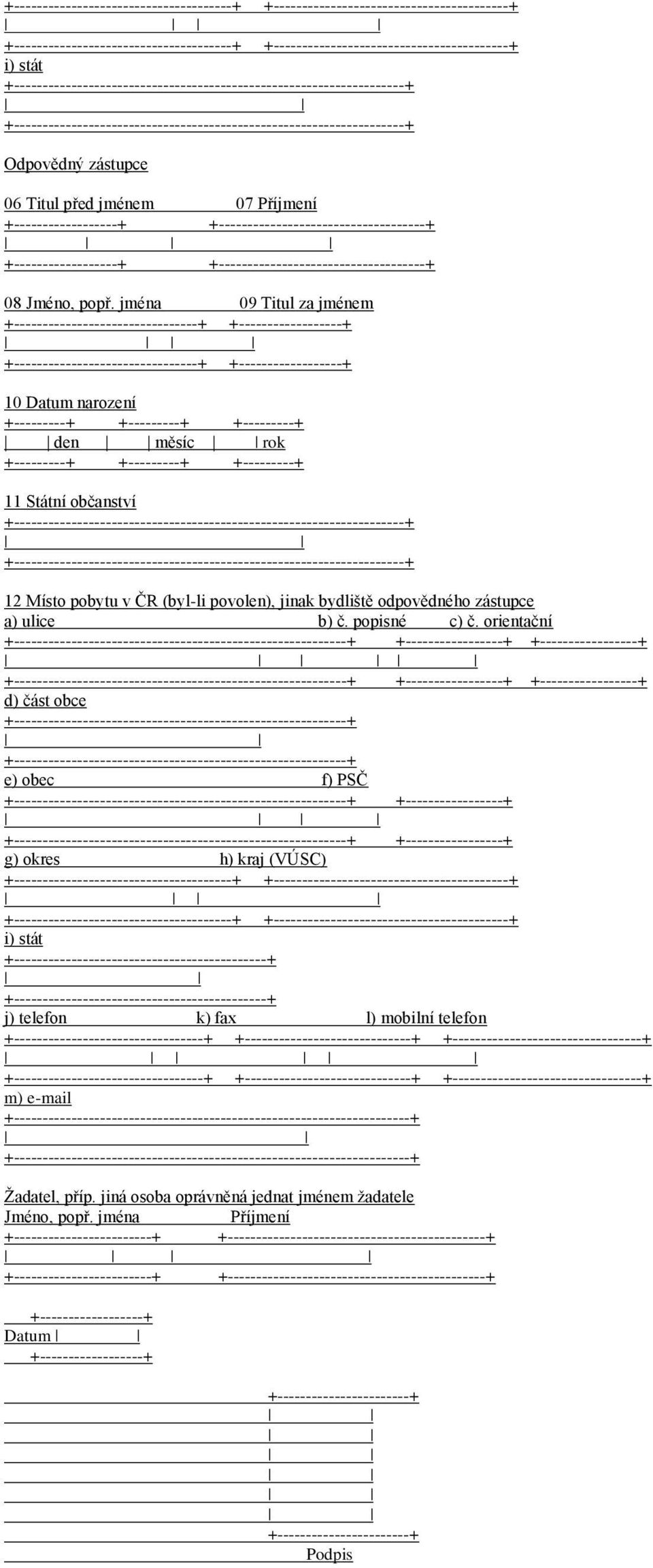jména 09 Titul za jménem +--------------------------------+ +------------------+ +--------------------------------+ +------------------+ 10 Datum narození +---------+ +---------+ +---------+ den