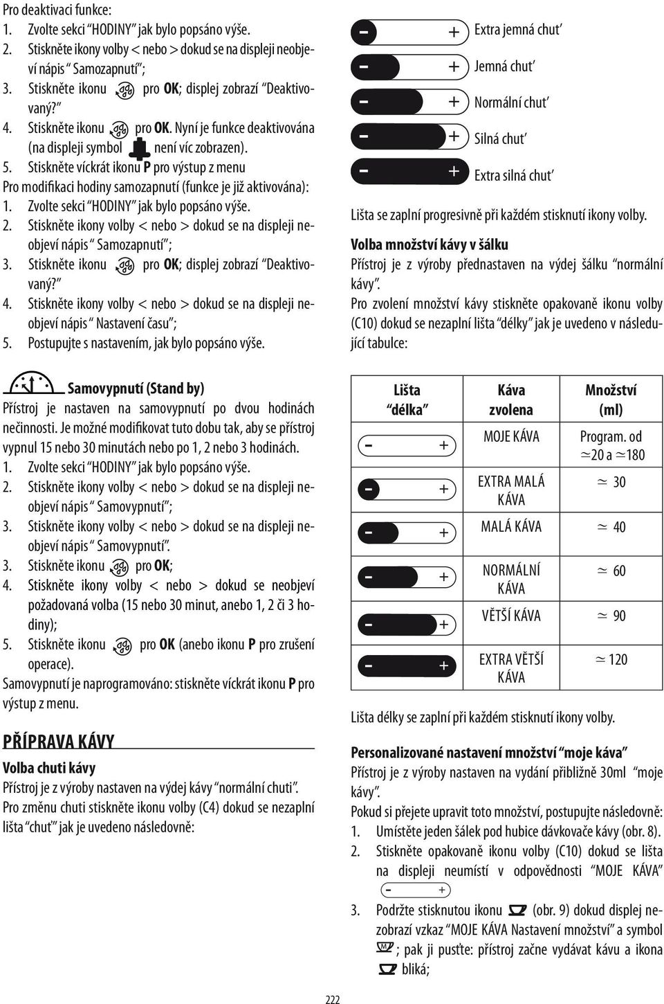 Stiskněte ikonu pro OK; displej zobrazí Deaktivovaný? 4. Stiskněte ikony volby < nebo > dokud se na displeji neobjeví nápis Nastavení času ; 5. Postupujte s nastavením, jak bylo popsáno výše.