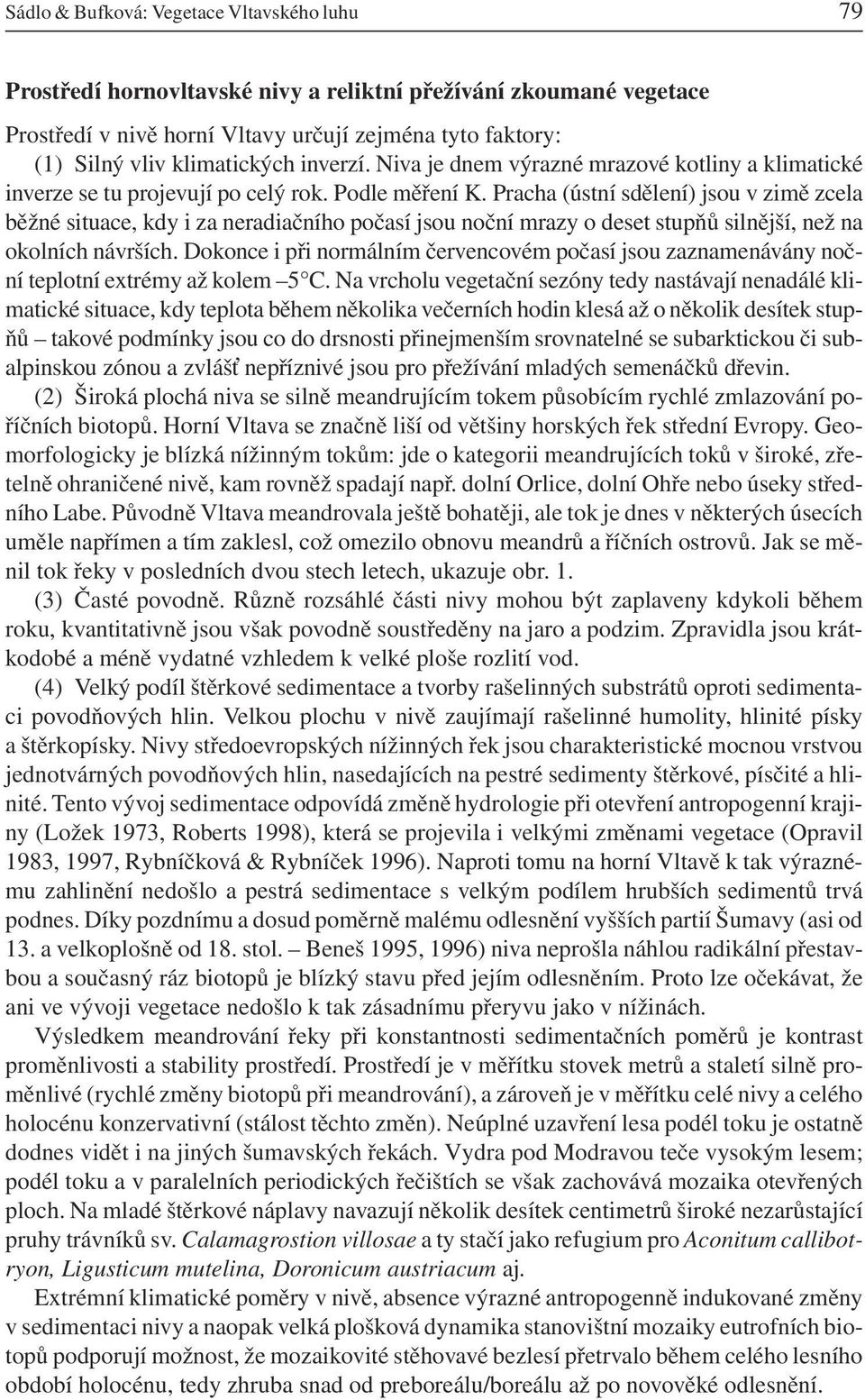 Pracha (ústní sdělení) jsou v zimě zcela běžné situace, kdy i za neradiačního počasí jsou noční mrazy o deset stupňů silnější, než na okolních návrších.