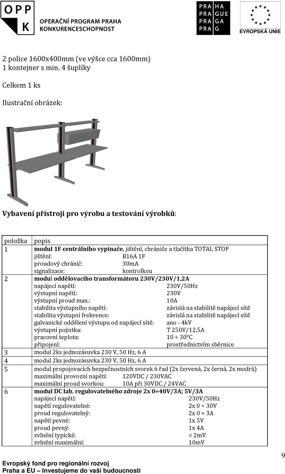 signalizace: kontrolkou 2 modul oddělovacího transformátoru 230V/230V/1,2A výstupní napětí: 230V výstupní proud max.