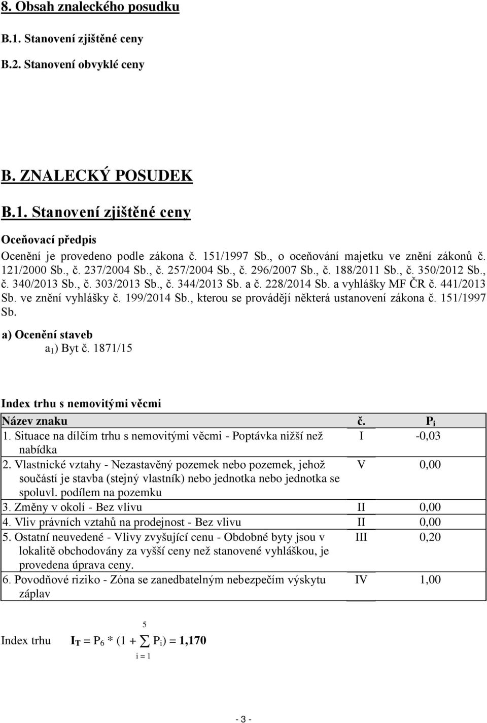 a č. 228/2014 Sb. a vyhlášky MF ČR č. 441/2013 Sb. ve znění vyhlášky č. 199/2014 Sb., kterou se provádějí některá ustanovení zákona č. 151/1997 Sb. a) Ocenění staveb a 1 ) Byt č.