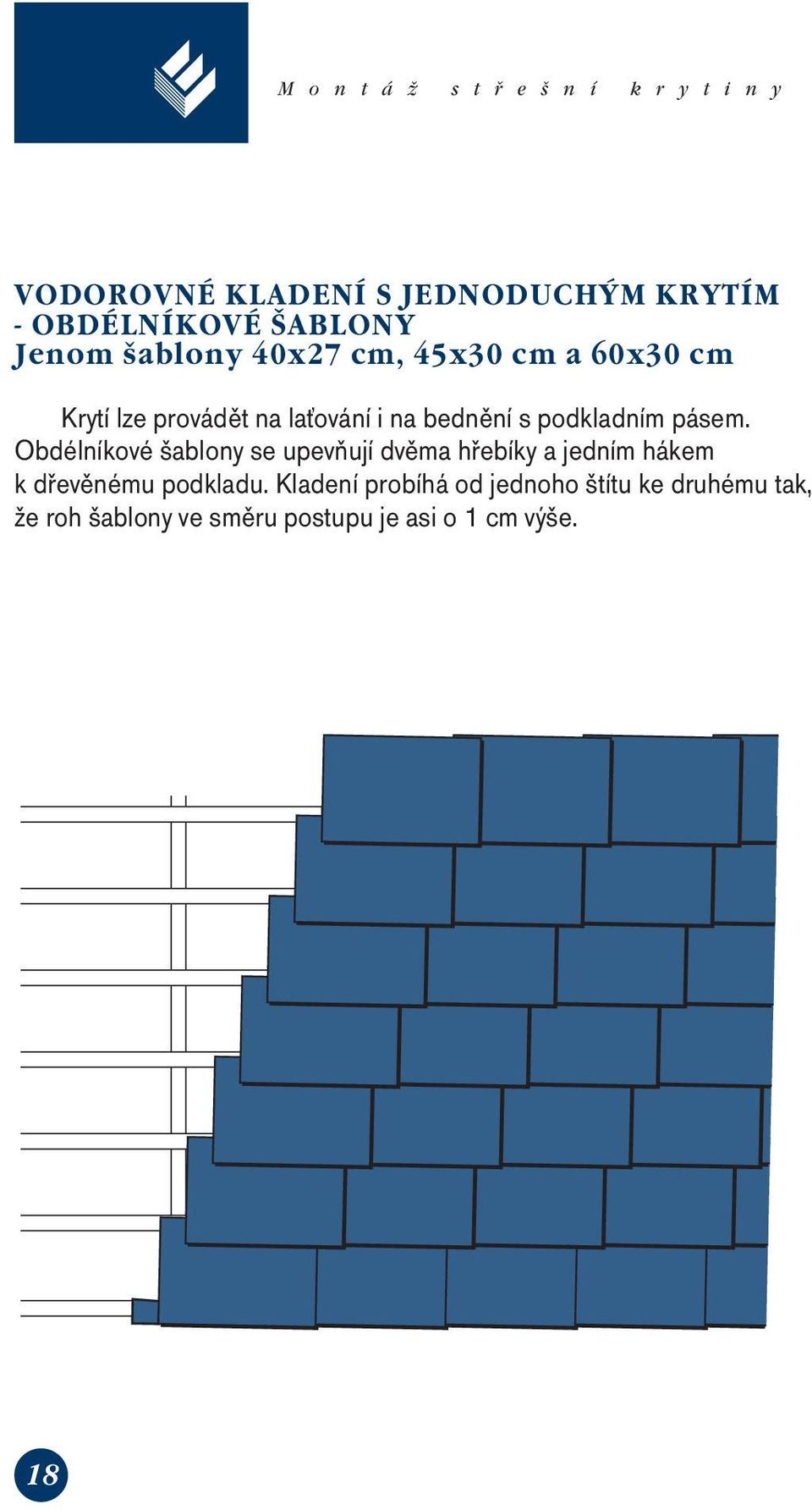 Obdélníkové šablony se upevňují dvěma hřebíky a jedním hákem k dřevěnému podkladu.