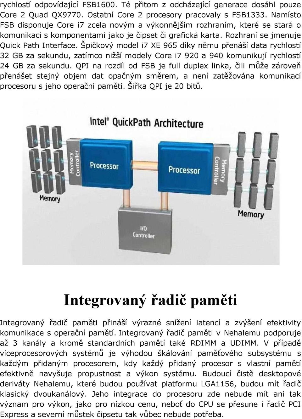 Špičkový model i7 XE 965 díky němu přenáší data rychlostí 32 GB za sekundu, zatímco nižší modely Core i7 920 a 940 komunikují rychlostí 24 GB za sekundu.