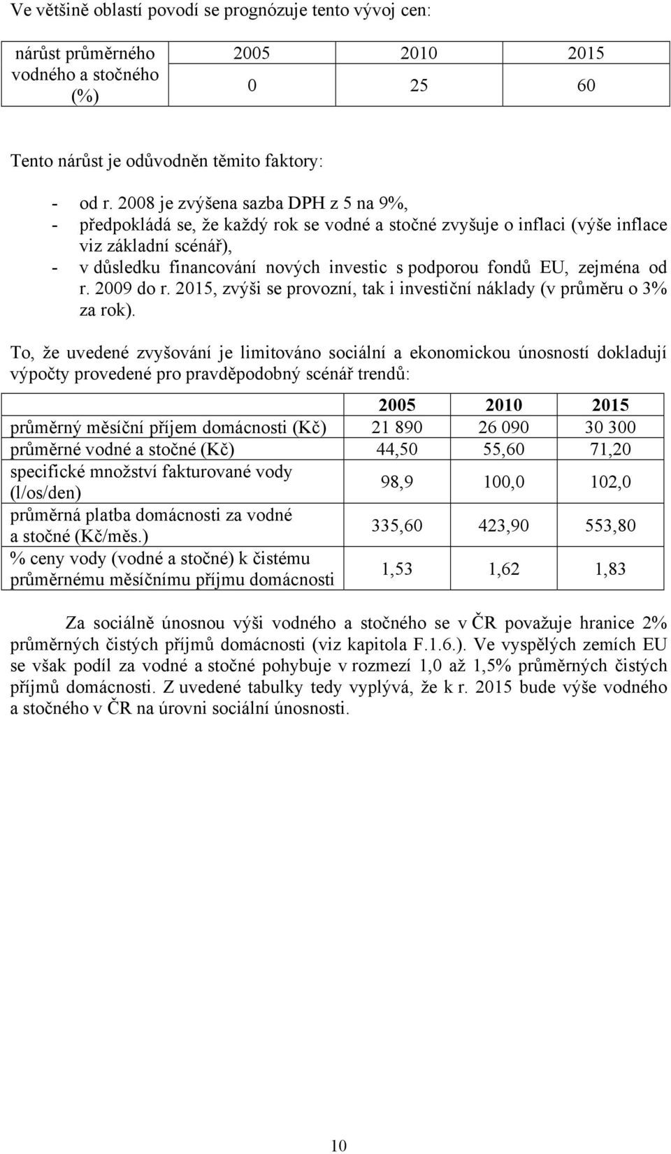 EU, zejména od r. 2009 do r. 2015, zvýši se provozní, tak i investiční náklady (v průměru o 3% za rok).