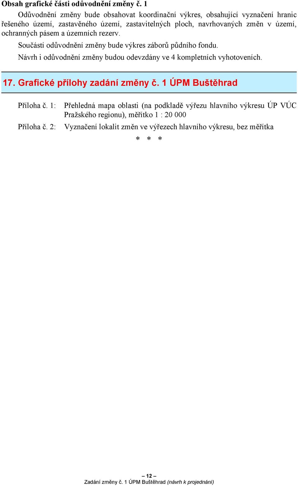 v území, ochranných pásem a územních rezerv. Součástí odůvodnění změny bude výkres záborů půdního fondu.