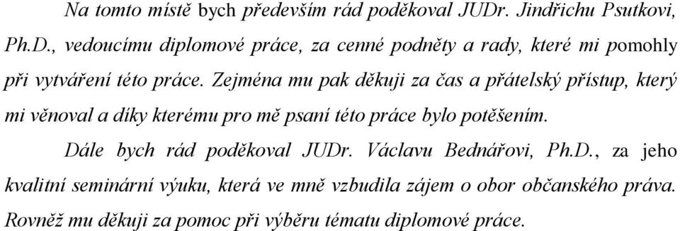 Zejména mu pak děkuji za čas a přátelský přístup, který mi věnoval a díky kterému pro mě psaní této práce bylo potěšením.