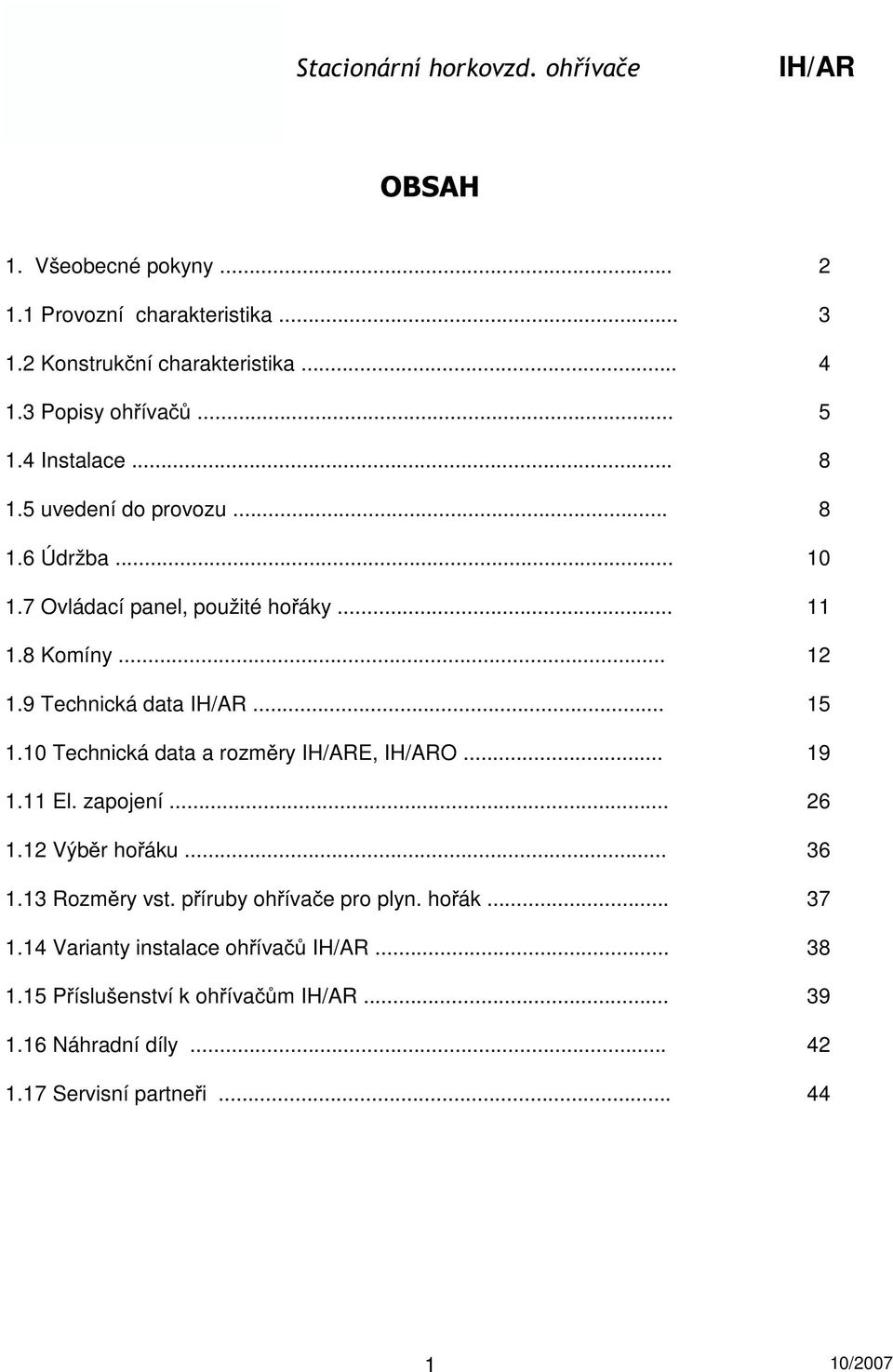 STACIONÁRNÍ HORKOVZDUŠNÉ OHŘÍVAČE BLOWTHERM MODELY IH/AR - PDF Stažení  zdarma