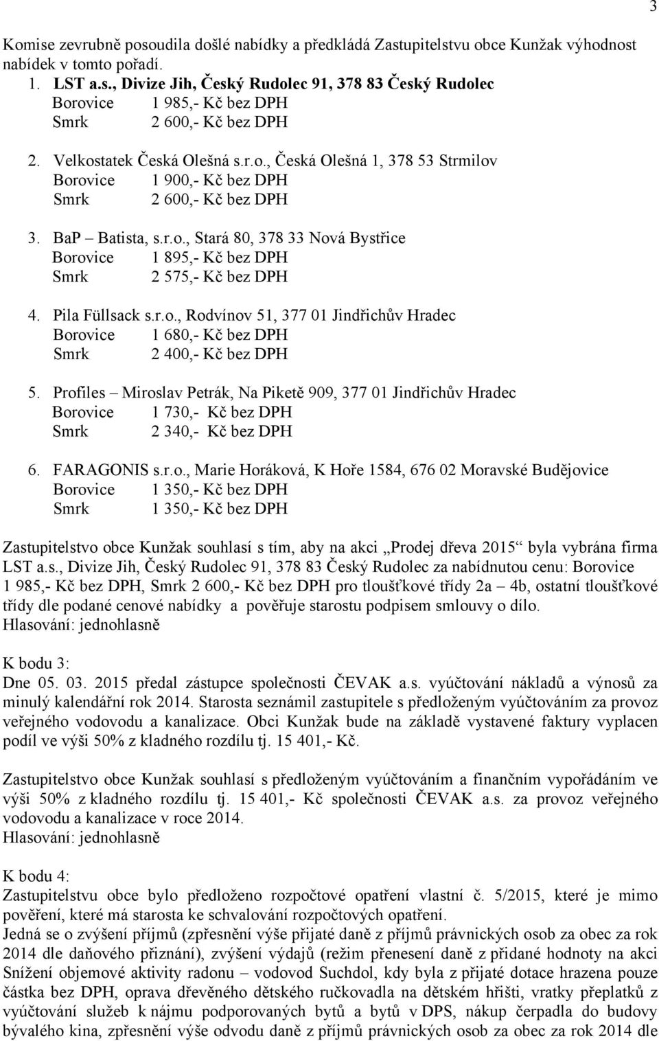 Pila Füllsack s.r.o., Rodvínov 51, 377 01 Jindřichův Hradec Borovice 1 680,- Kč bez DPH Smrk 2 400,- Kč bez DPH 5.